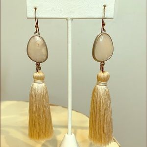 Blush Stone and Silk Tassel Earrings